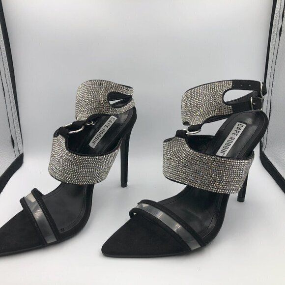 Cape Robbin Damita Black Suede Rhinestone Womens High Heels Size 6 (Brand New) - Picture 4 of 9